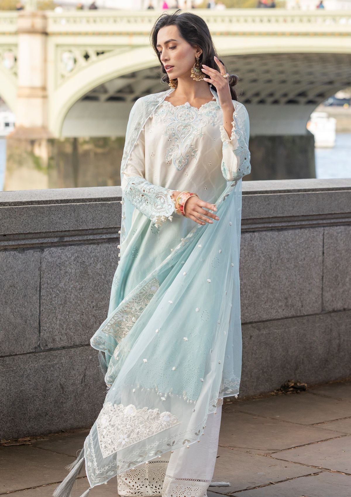 Meem | Luxury Eid Lawn 24 | MD-07 BLUE - Official Meem stockist in UK - Sakeena London