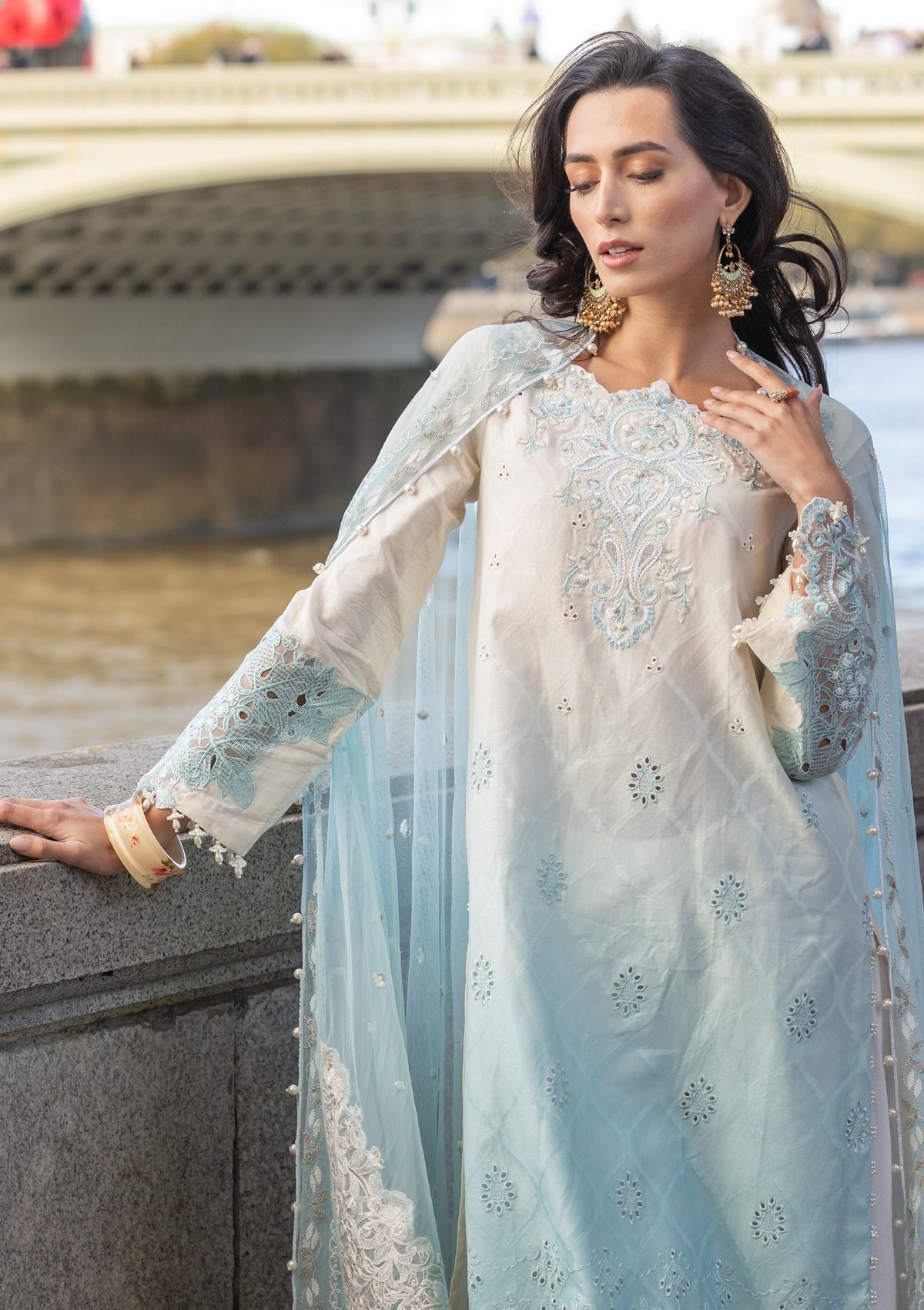 Meem | Luxury Eid Lawn 24 | MD-07 BLUE - Official Meem stockist in UK - Sakeena London