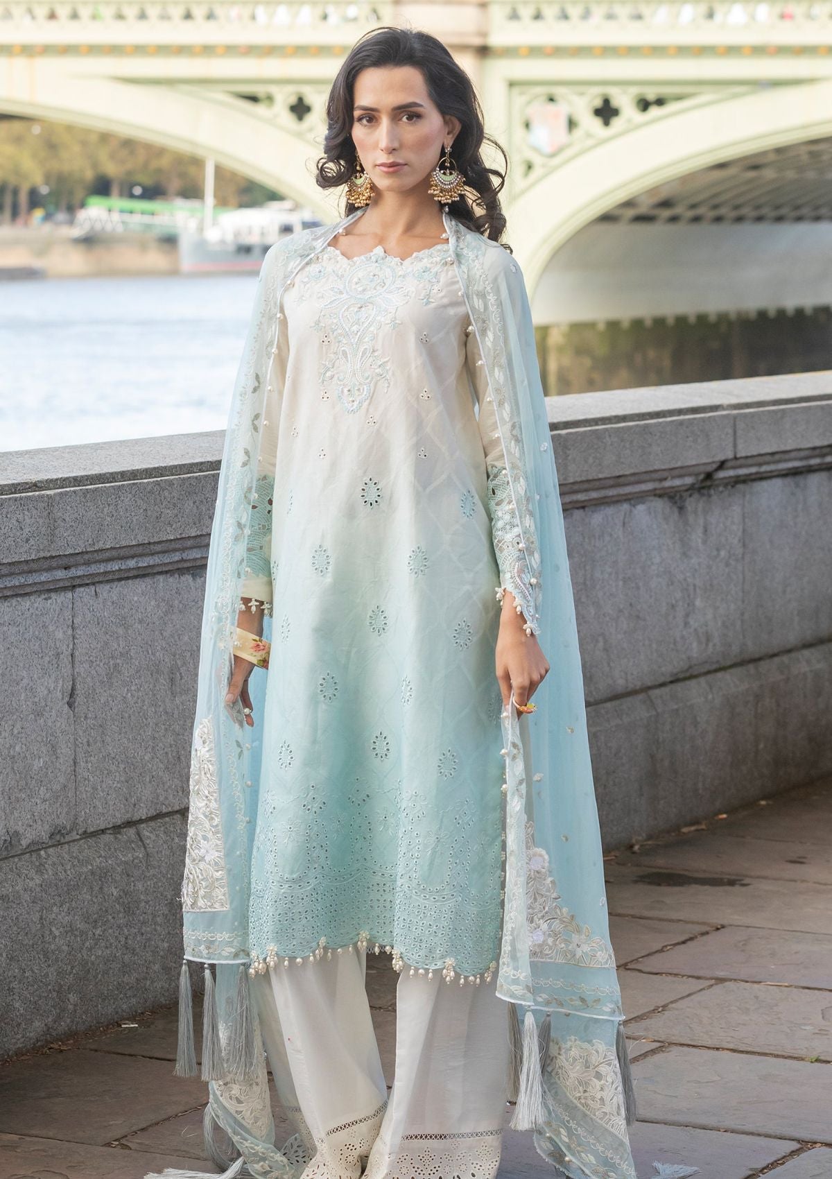 Meem | Luxury Eid Lawn 24 | MD-07 BLUE - Official Meem stockist in UK - Sakeena London