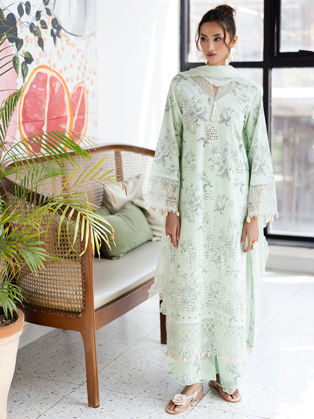 Mahnur | After Hours Luxury Lawn 25 | Mint Mirage - Official Mahnur stockist in UK - Sakeena London