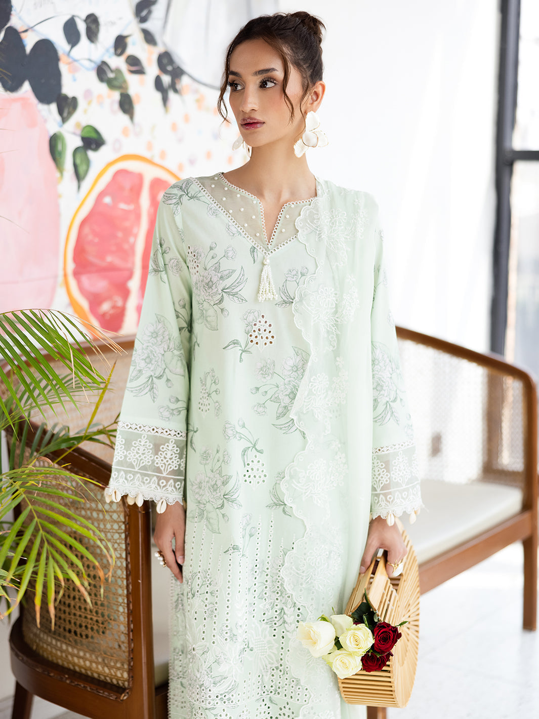 Mahnur | After Hours Luxury Lawn 25 | Mint Mirage - Official Mahnur stockist in UK - Sakeena London