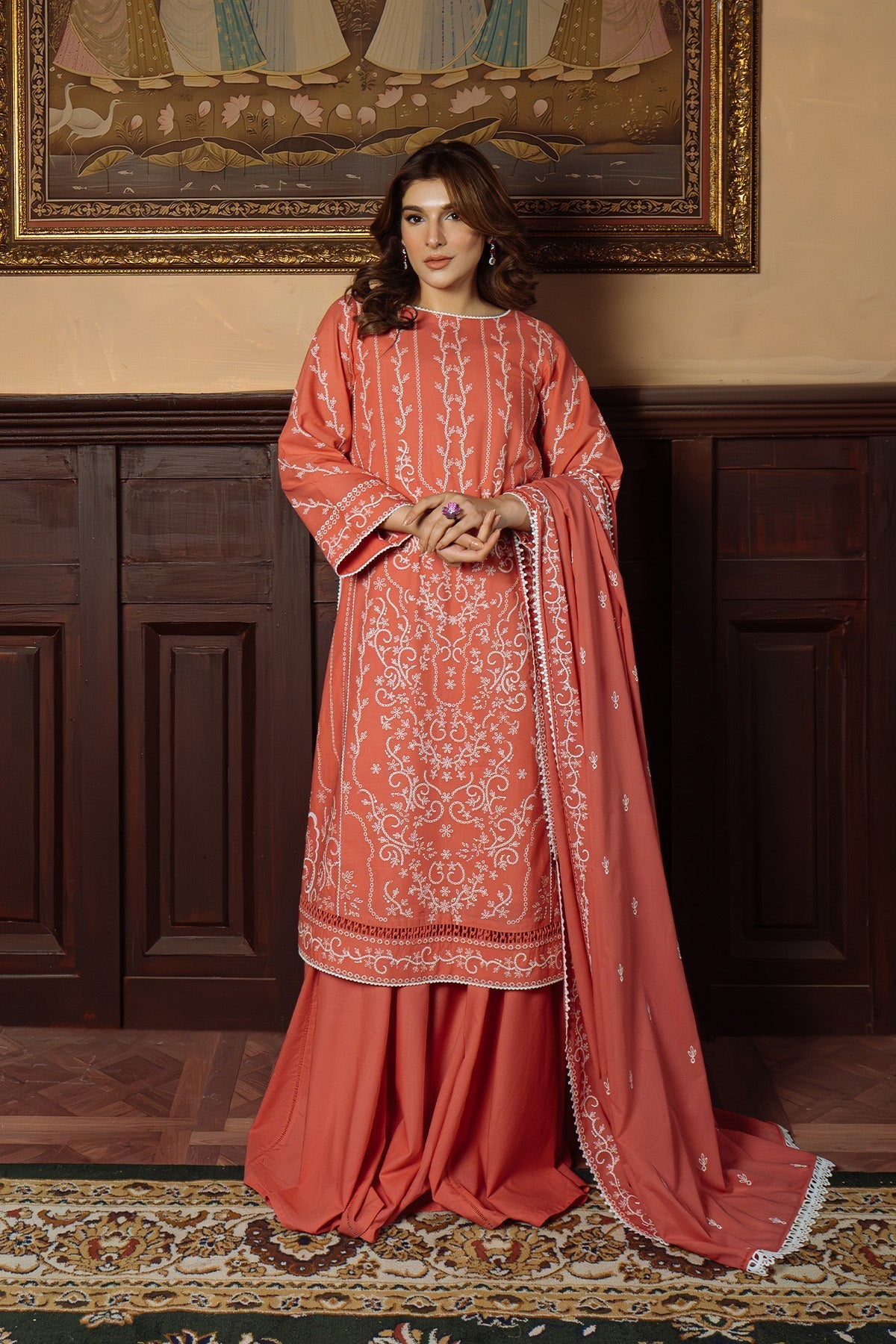 Sahar | Festive Edit Ready to Wear | Gilded Coral - RTW - Official Sahar stockist in UK - Sakeena London