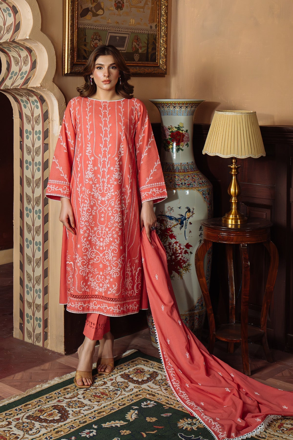 Sahar | Festive Edit Ready to Wear | Gilded Coral - RTW - Official Sahar stockist in UK - Sakeena London