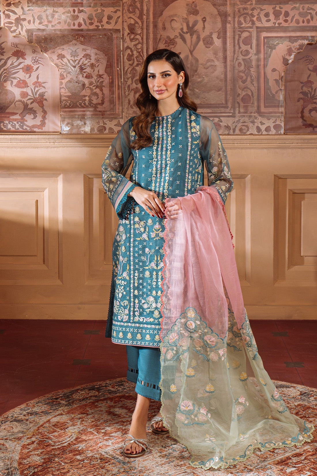 Sahar | Festive Edit Ready to Wear | Serene Teal - RTW - Official Sahar stockist in UK - Sakeena London