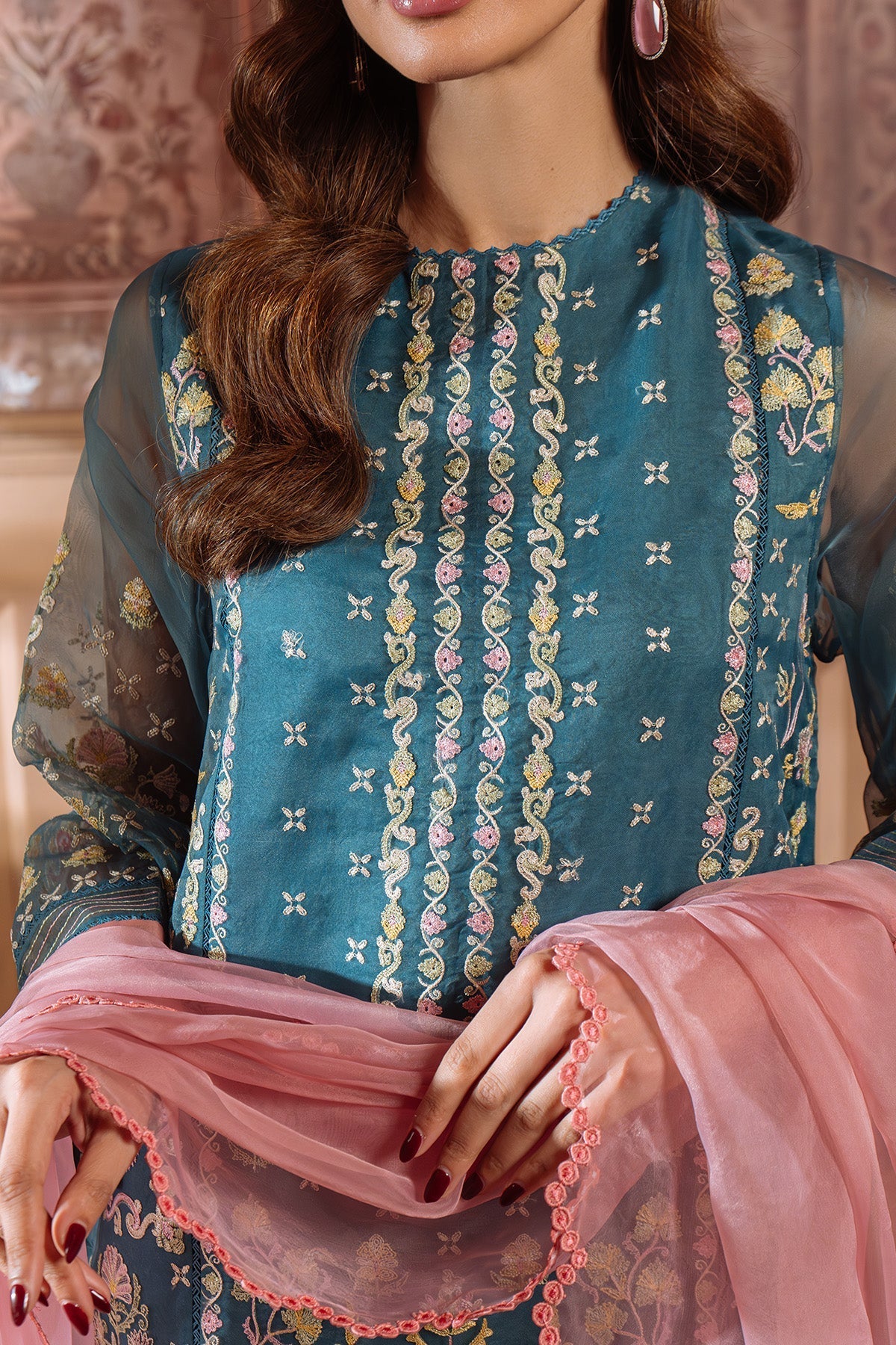 Sahar | Festive Edit Ready to Wear | Serene Teal - RTW - Official Sahar stockist in UK - Sakeena London