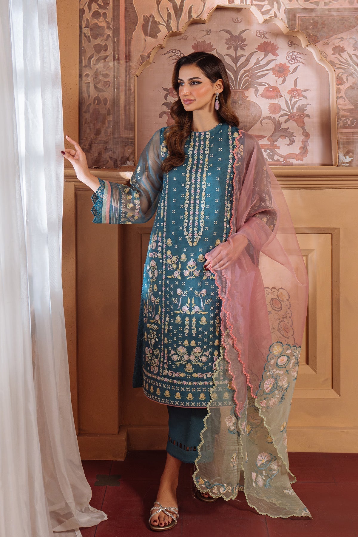 Sahar | Festive Edit Ready to Wear | Serene Teal - RTW - Official Sahar stockist in UK - Sakeena London