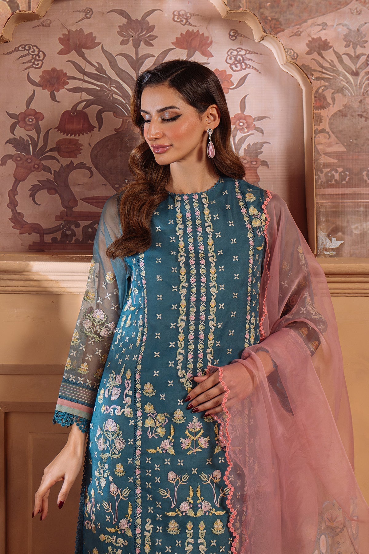 Sahar | Festive Edit Ready to Wear | Serene Teal - RTW - Official Sahar stockist in UK - Sakeena London
