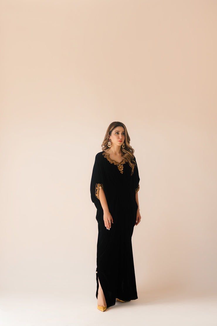 Sammy K | Velvet Festive Edit | Black Velvet Caftan - Official Sammy K stockist in UK - Sakeena London