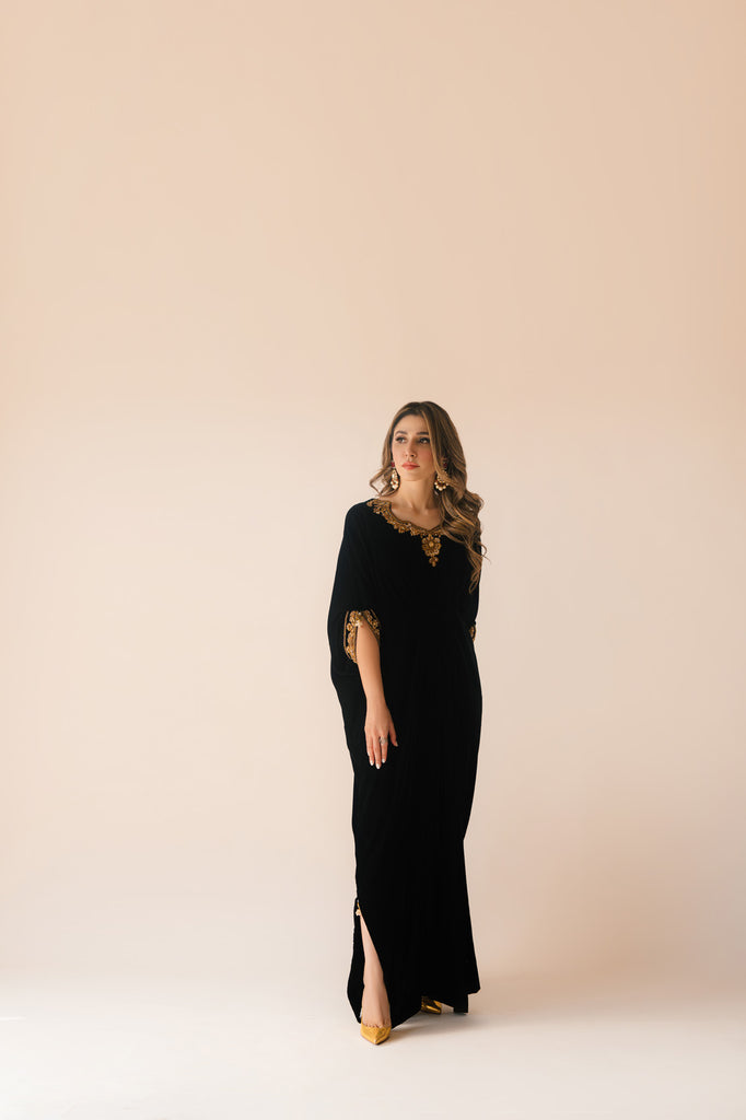Sammy K | Velvet Festive Edit | Black Velvet Caftan - Official Sammy K stockist in UK - Sakeena London