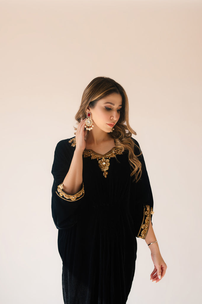 Sammy K | Velvet Festive Edit | Black Velvet Caftan - Official Sammy K stockist in UK - Sakeena London