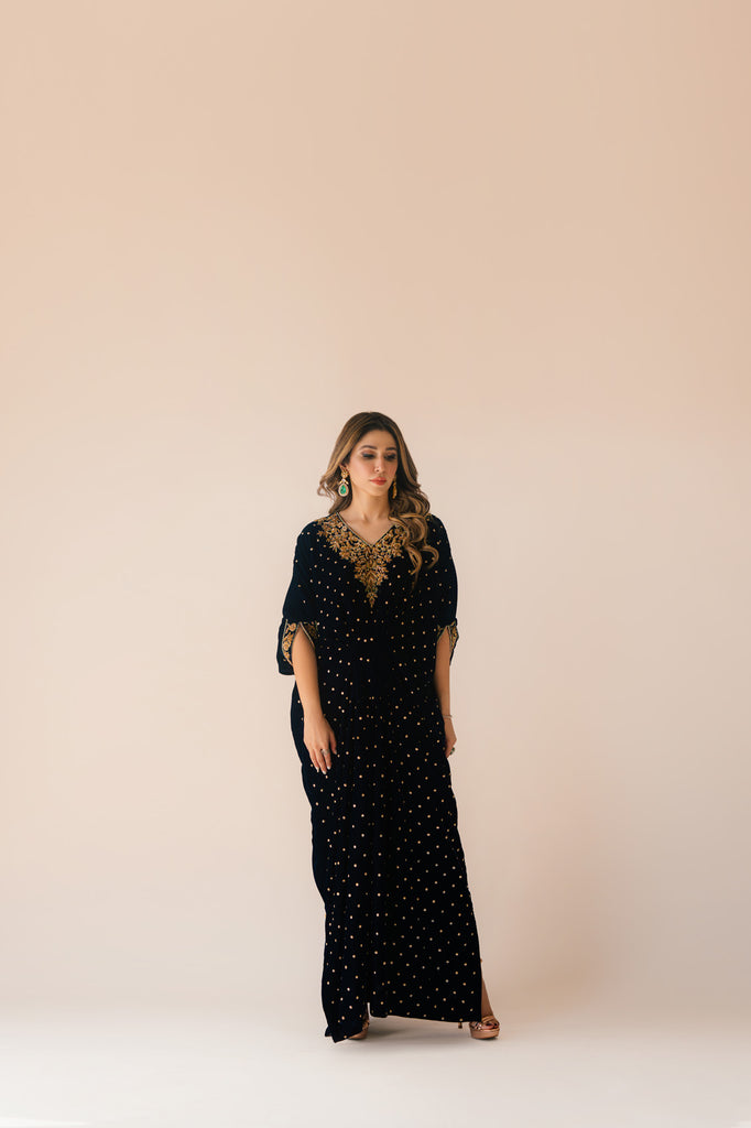Sammy K | Velvet Festive Edit | Navy Blue Caftan - Official Sammy K stockist in UK - Sakeena London