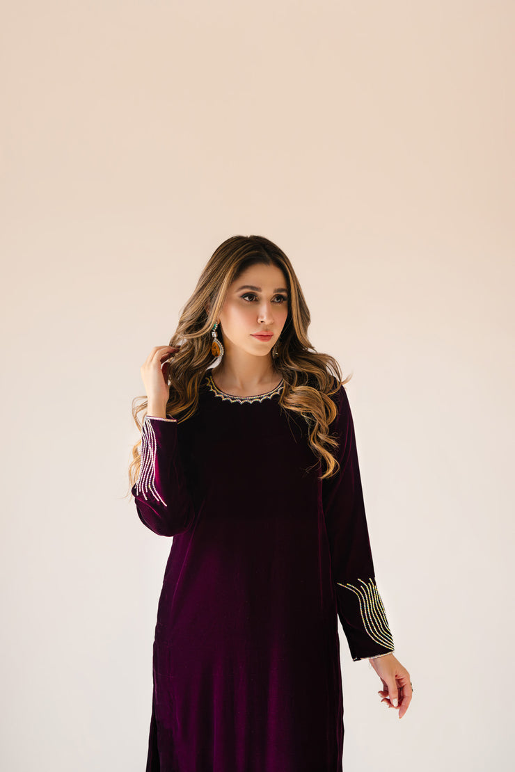 Sammy K | Velvet Festive Edit | Burgundy velvet monument outfit - Official Sammy K stockist in UK - Sakeena London