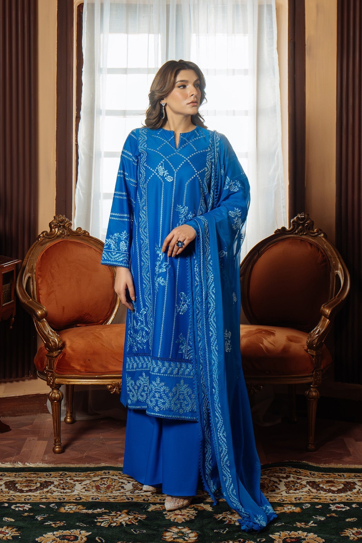 Sahar | Festive Edit Ready to Wear | Moroccan Blue - RTW - Official Sahar stockist in UK - Sakeena London