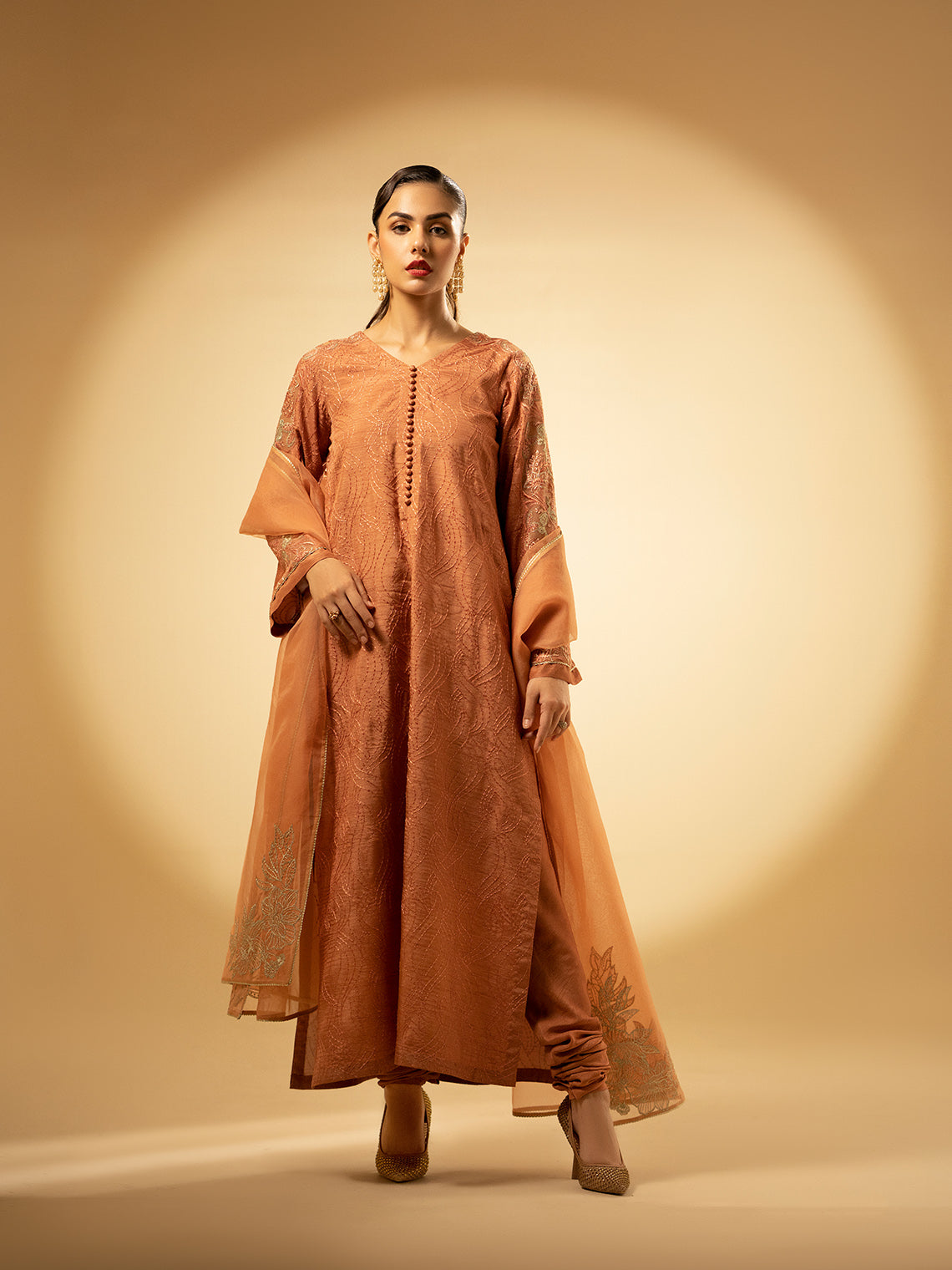 Fozia Khalid | Eid Edit 24 | Peach Hues - Official Fozia Khalid stockist in UK - Sakeena London