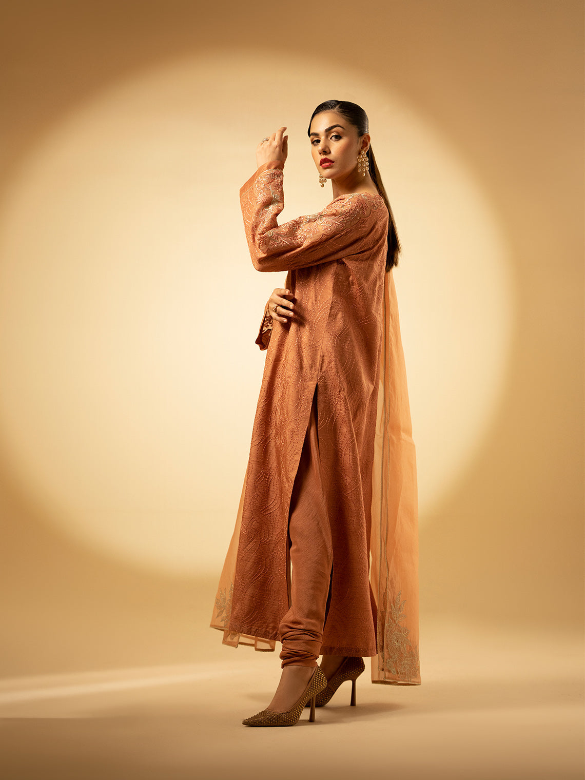 Fozia Khalid | Eid Edit 24 | Peach Hues - Official Fozia Khalid stockist in UK - Sakeena London