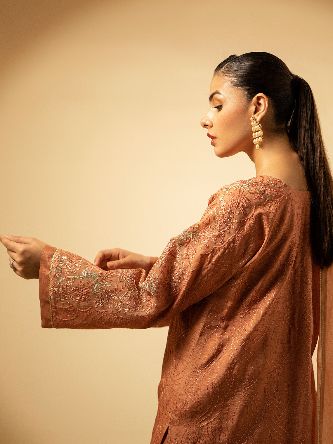 Fozia Khalid | Eid Edit 24 | Peach Hues - Official Fozia Khalid stockist in UK - Sakeena London