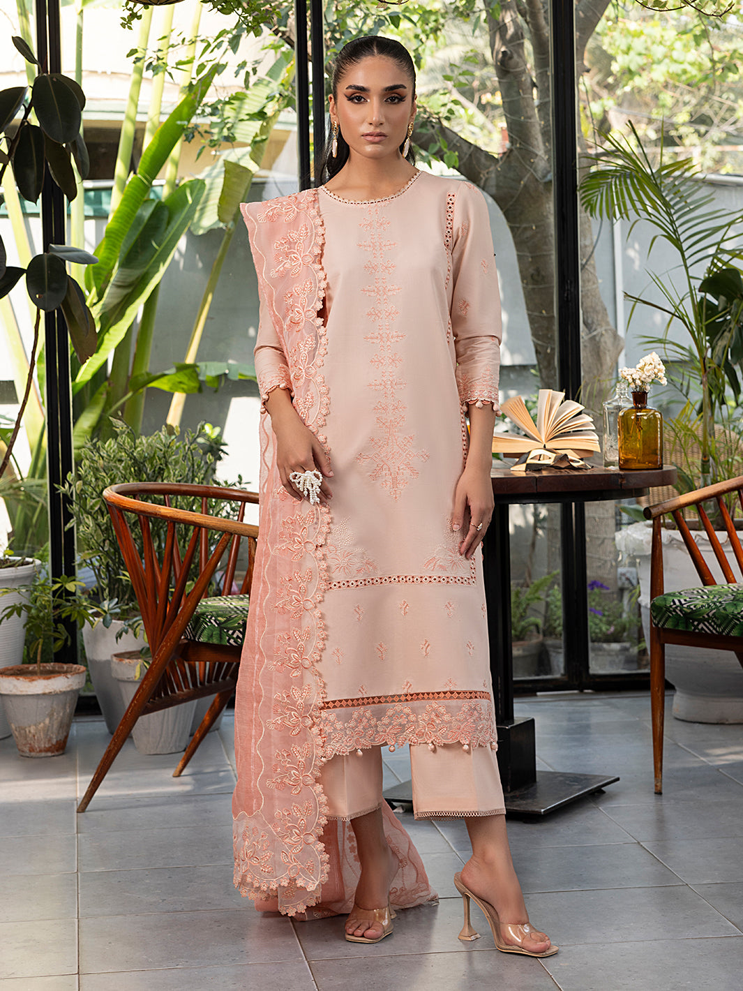 Izel | Meadow Muse Embroidered Lawn 25 | PEACHLIGHT - Official Izel stockist in UK - Sakeena London