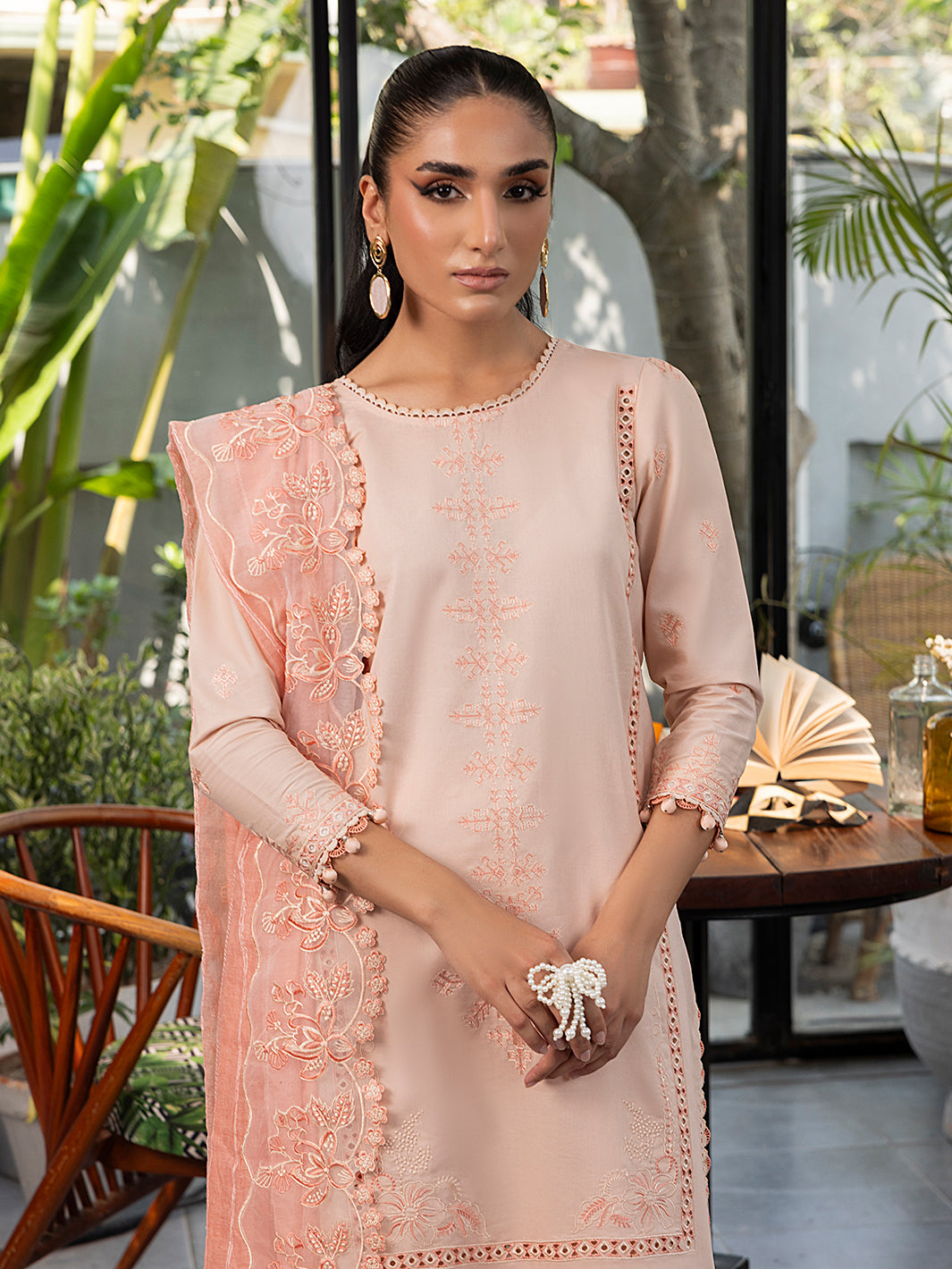 Izel | Meadow Muse Embroidered Lawn 25 | PEACHLIGHT - Official Izel stockist in UK - Sakeena London