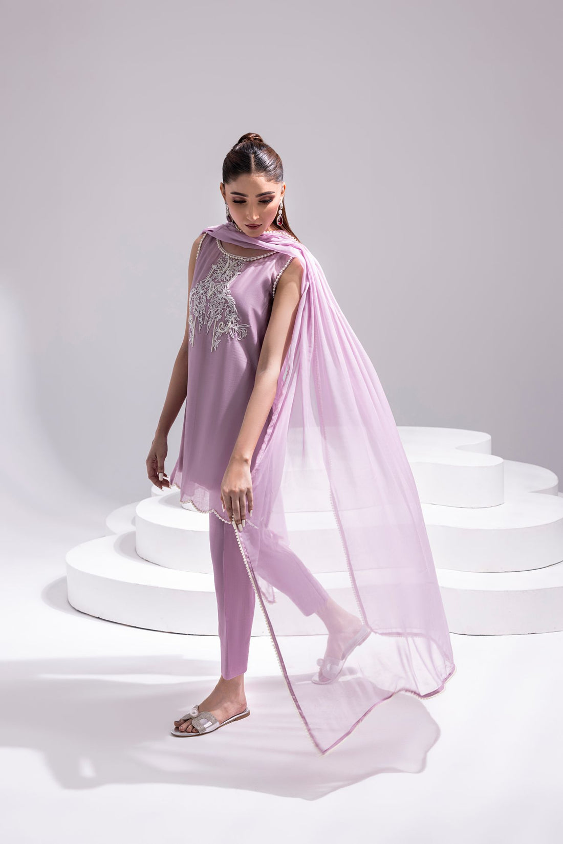 Amani | Aira Festive Wear | ZEEN Ã¢ÂÂ Hand Embellished Short Shirt with Slim Fit Shalwar & Chiffon Dupatta - Official Amani stockist in UK - Sakeena London