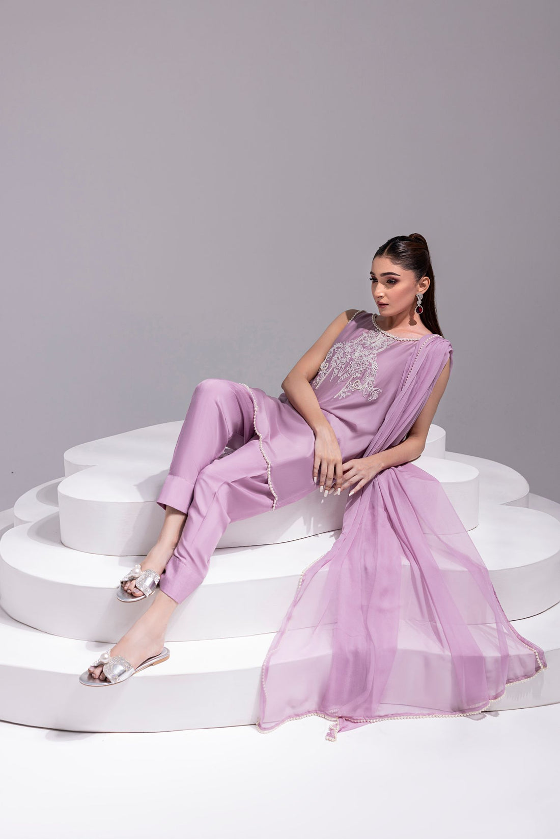 Amani | Aira Festive Wear | ZEEN Ã¢ÂÂ Hand Embellished Short Shirt with Slim Fit Shalwar & Chiffon Dupatta - Official Amani stockist in UK - Sakeena London
