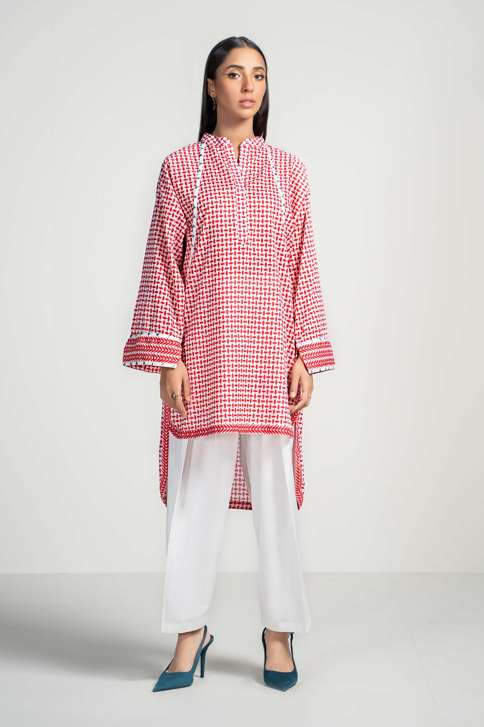 Maria B | Luxury Winter Pret 25 | PS-PF24-05-Red - Official Maria B stockist in UK - Sakeena London