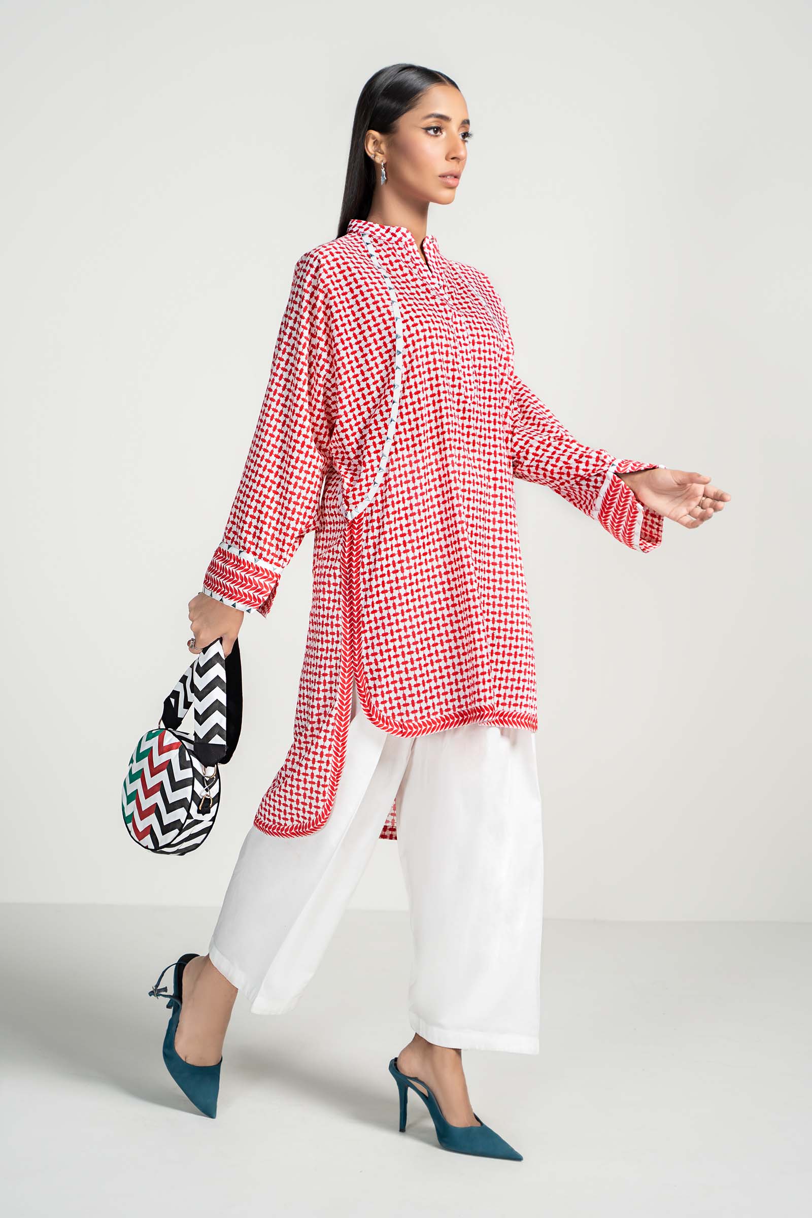 Maria B | Luxury Winter Pret 25 | PS-PF24-05-Red - Official Maria B stockist in UK - Sakeena London