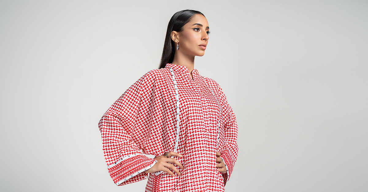 Maria B | Luxury Winter Pret 25 | PS-PF24-05-Red - Official Maria B stockist in UK - Sakeena London