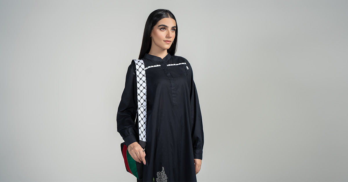 Maria B | Luxury Winter Pret 25 | PS-PF24-04-Black - Official Maria B stockist in UK - Sakeena London