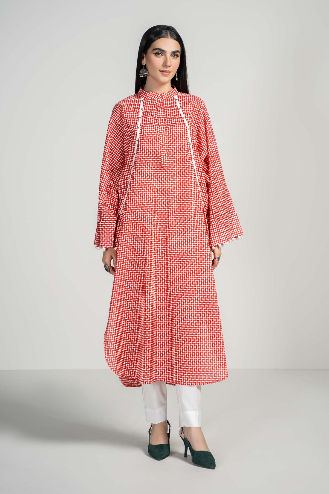 Maria B | Luxury Winter Pret 25 | PS-PF24-09-Red - Official Maria B stockist in UK - Sakeena London