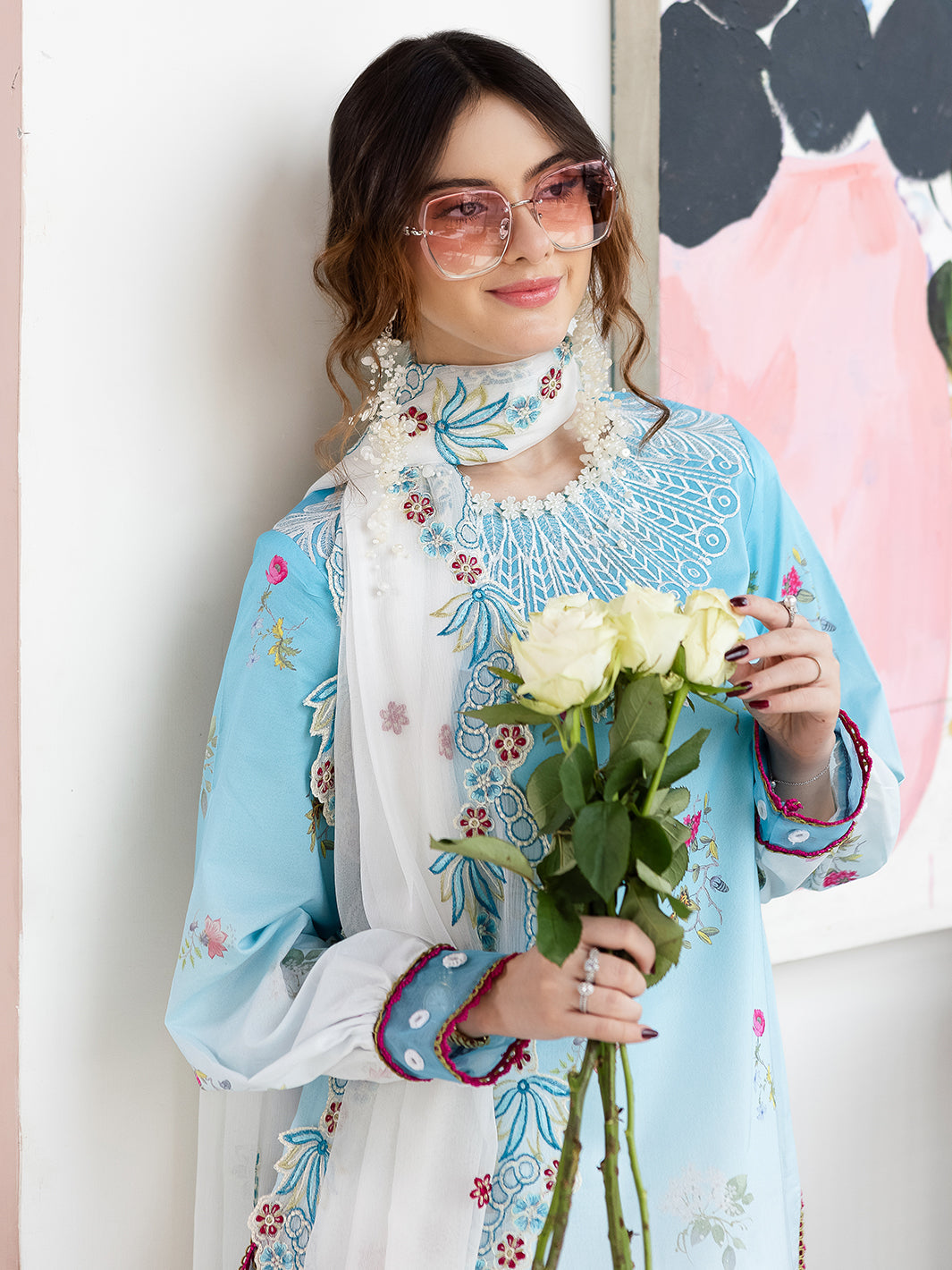 Mahnur | After Hours Luxury Lawn 25 | Pastel Pop - Official Mahnur stockist in UK - Sakeena London