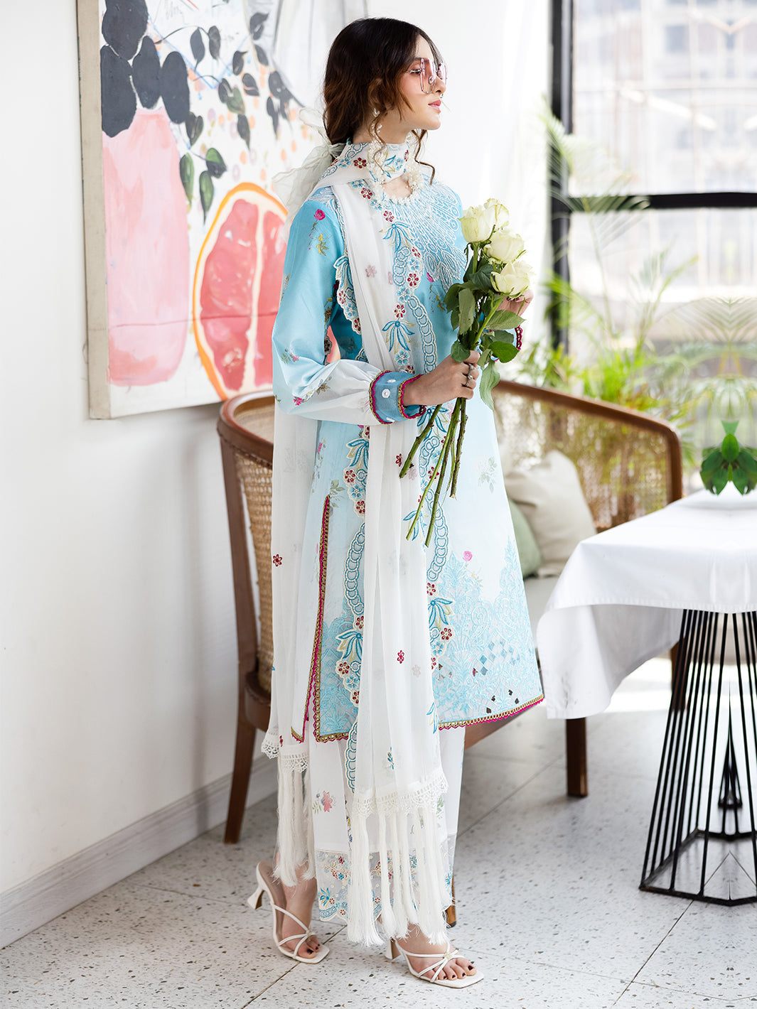 Mahnur | After Hours Luxury Lawn 25 | Pastel Pop - Official Mahnur stockist in UK - Sakeena London