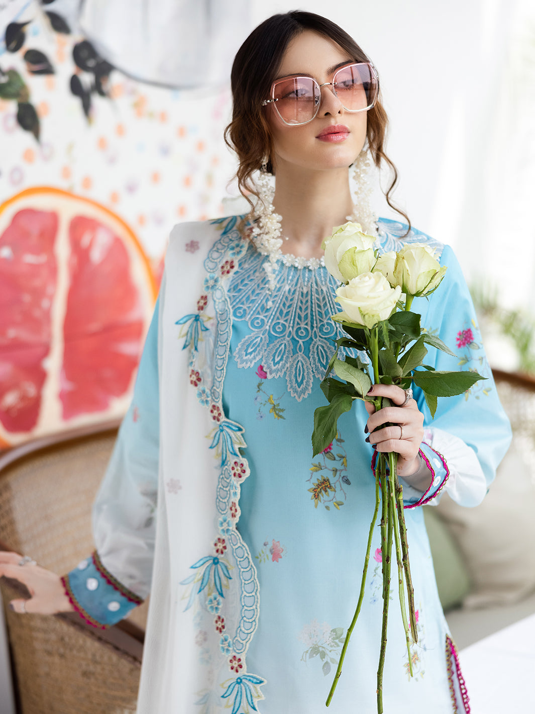 Mahnur | After Hours Luxury Lawn 25 | Pastel Pop - Official Mahnur stockist in UK - Sakeena London