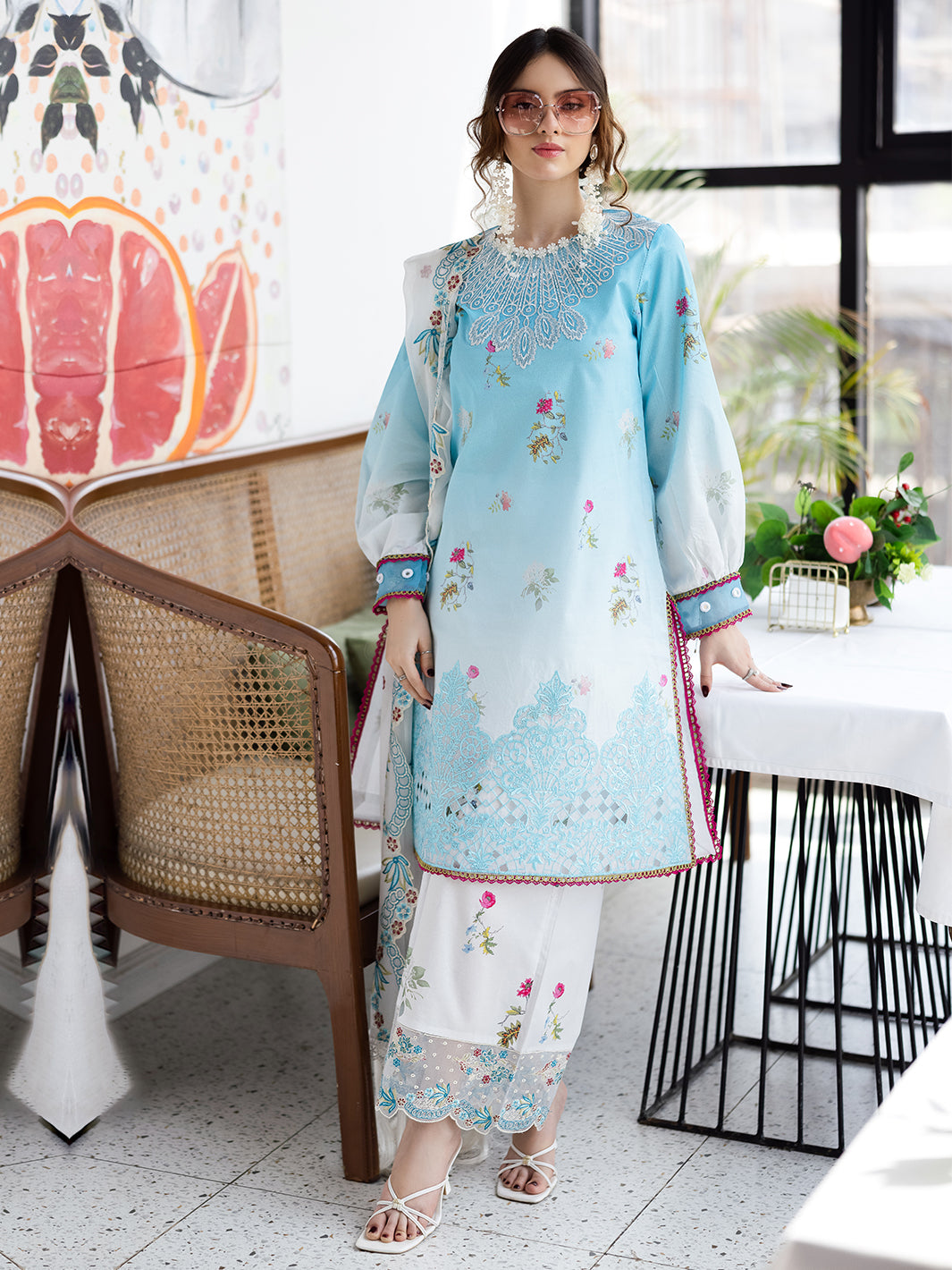 Mahnur | After Hours Luxury Lawn 25 | Pastel Pop - Official Mahnur stockist in UK - Sakeena London