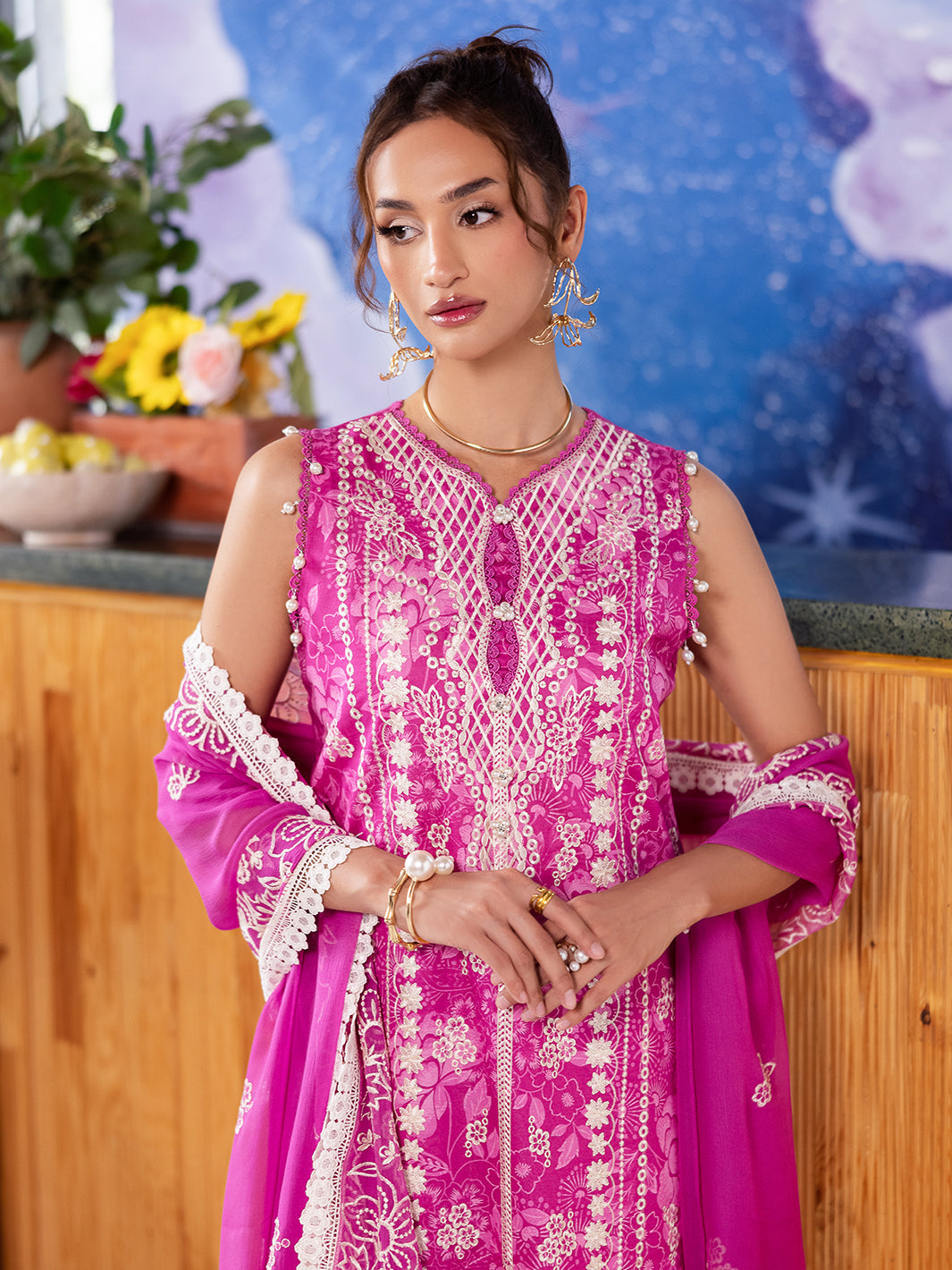 Mahnur | After Hours Luxury Lawn 25 | Peach Bellini - Official Mahnur stockist in UK - Sakeena London