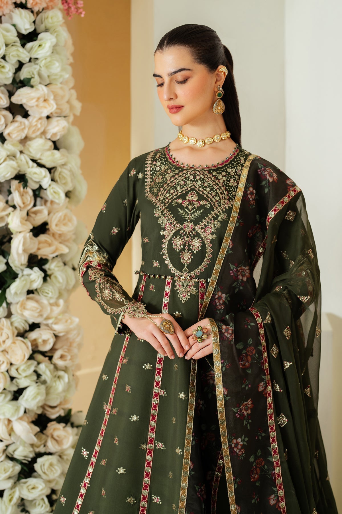Alizeh | Luxury Raw Silk | AF-RS-03-PINE - Official Alizeh stockist in UK - Sakeena London