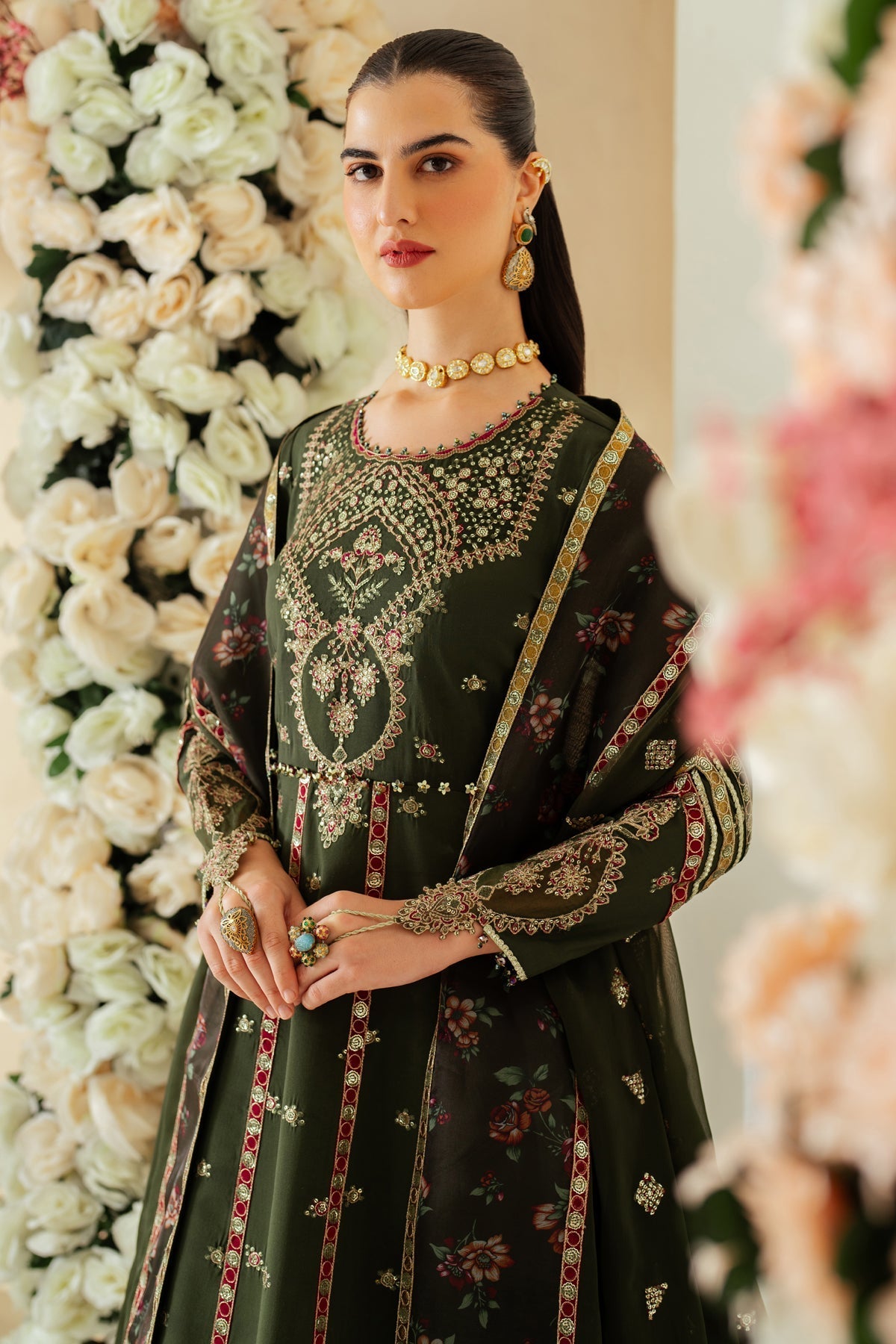 Alizeh | Luxury Raw Silk | AF-RS-03-PINE - Official Alizeh stockist in UK - Sakeena London