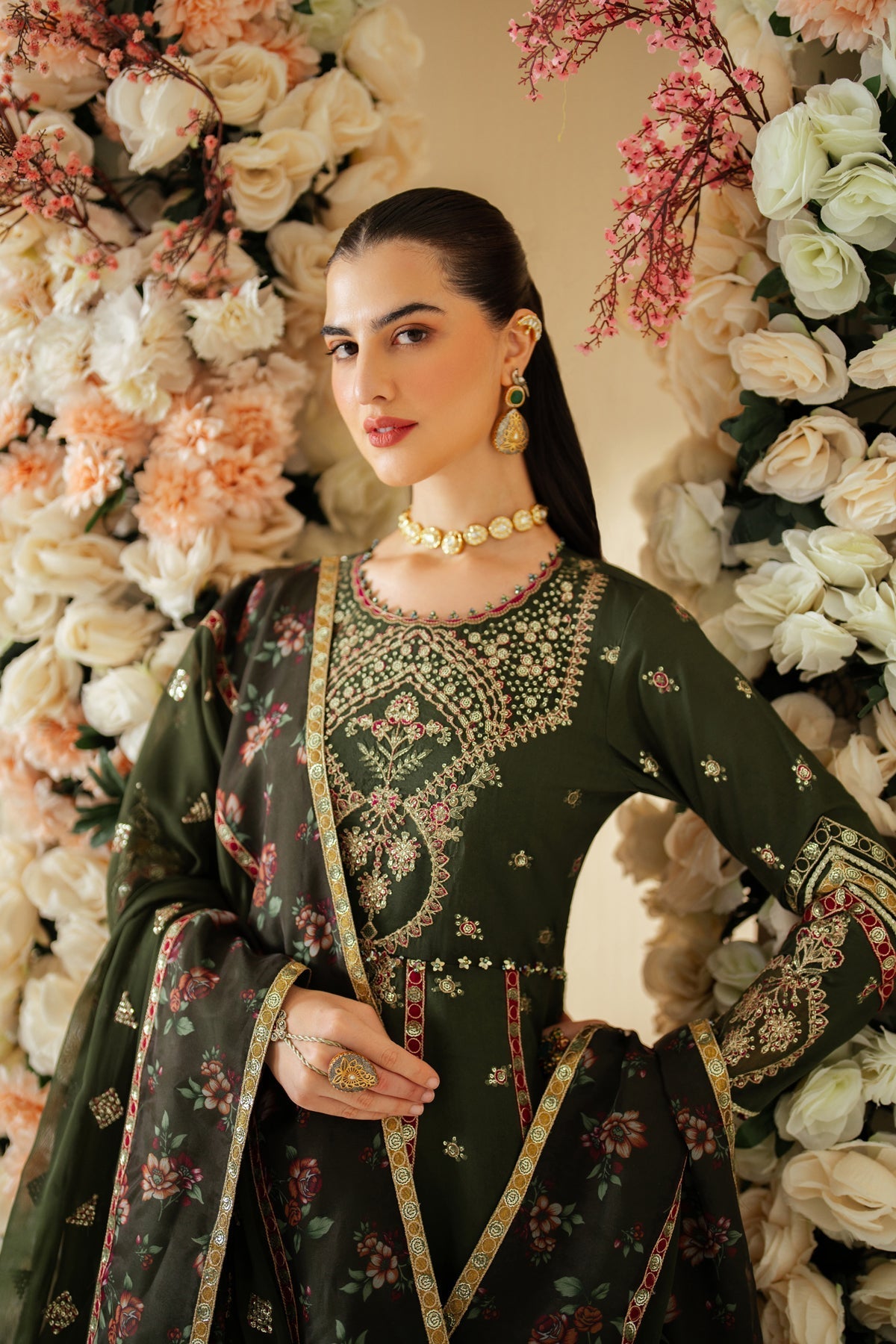 Alizeh | Luxury Raw Silk | AF-RS-03-PINE - Official Alizeh stockist in UK - Sakeena London