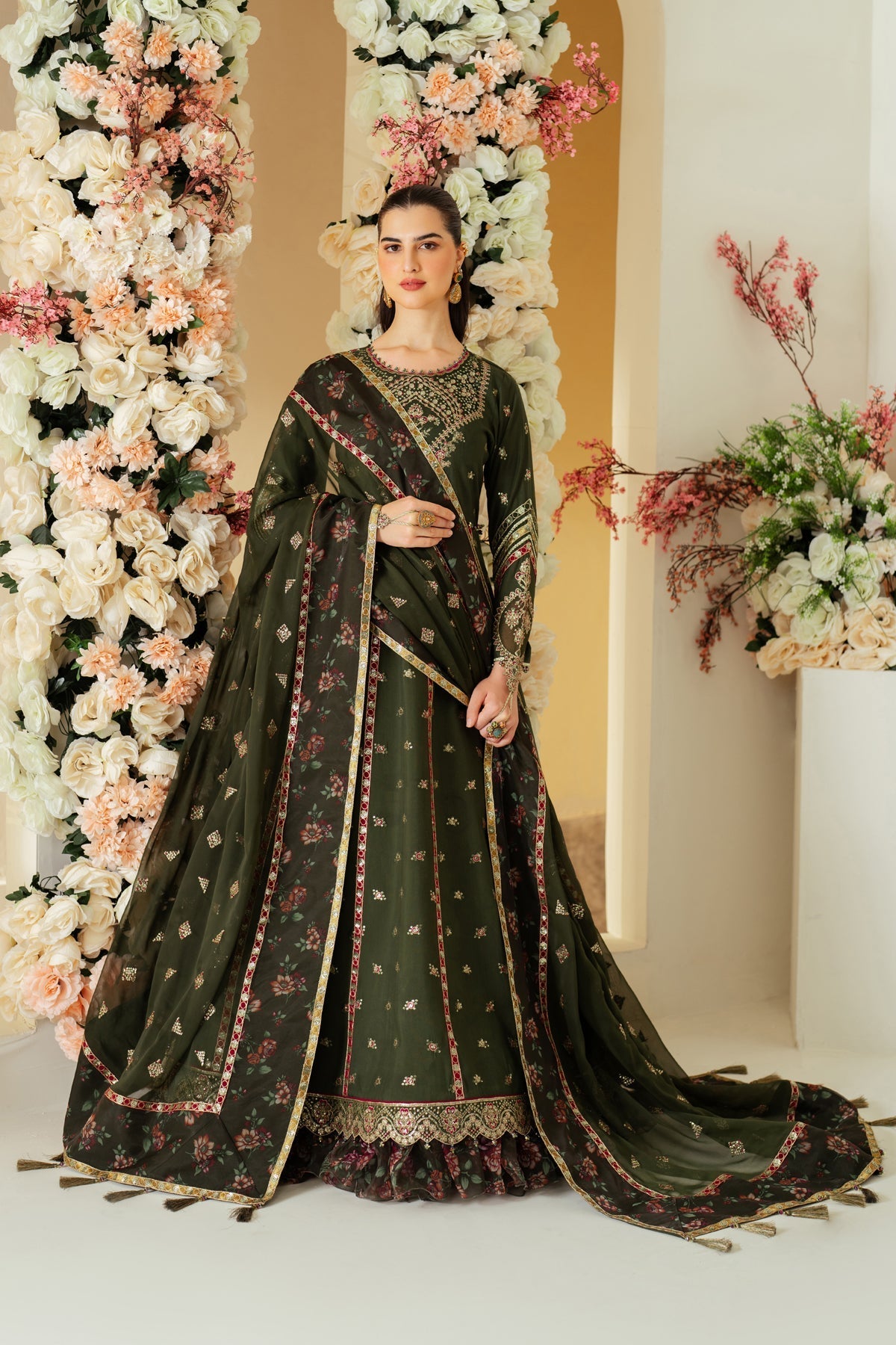Alizeh | Luxury Raw Silk | AF-RS-03-PINE - Official Alizeh stockist in UK - Sakeena London