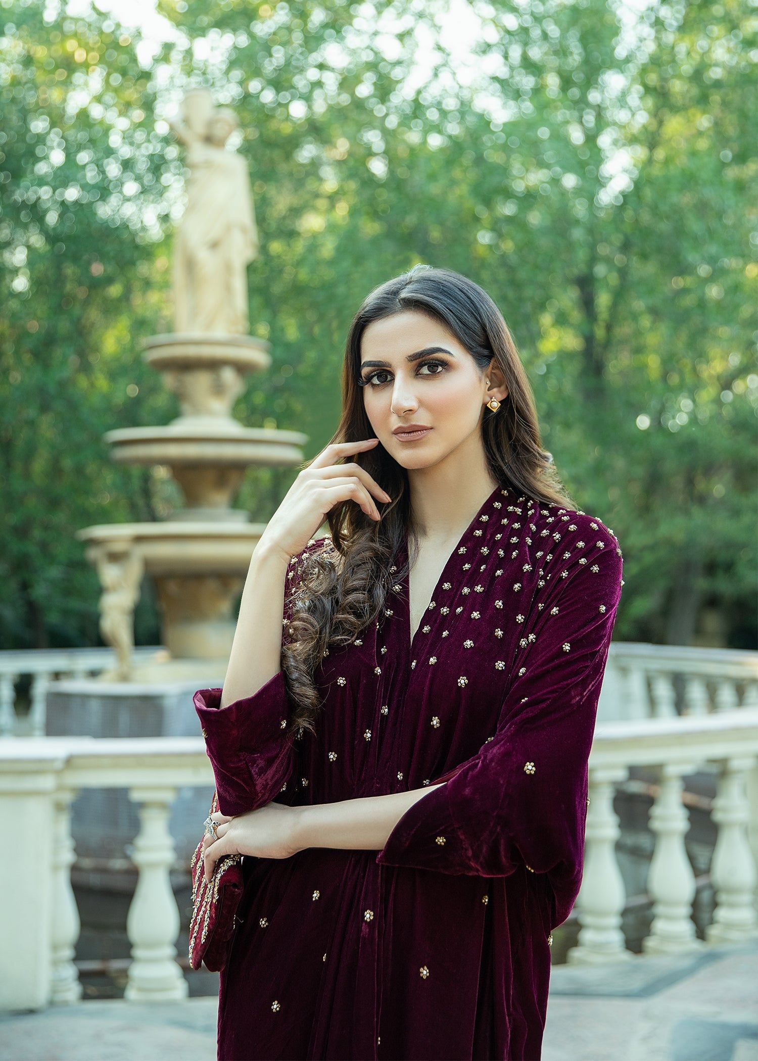 Purple Haze | Velvet Formals | Burgendy Velvet Kaftan - Official Purple Haze stockist in UK - Sakeena London