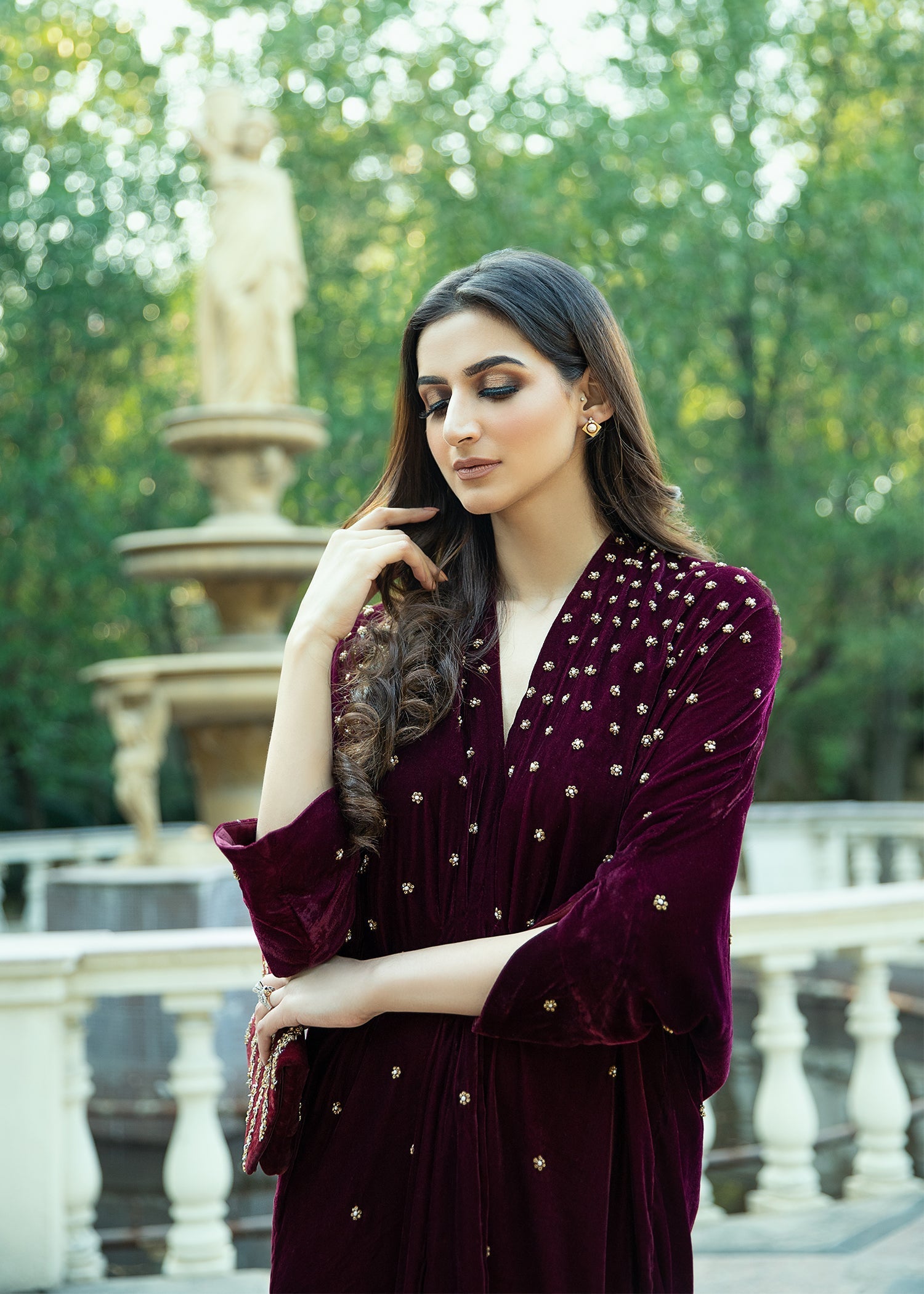 Purple Haze | Velvet Formals | Burgendy Velvet Kaftan - Official Purple Haze stockist in UK - Sakeena London