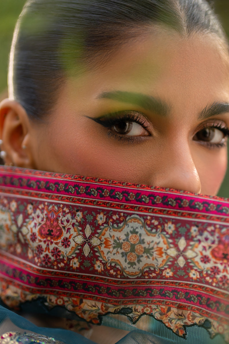 Qalamkar | Luxe Silk | UA-09 TINA - Official Qalamkar stockist in UK - Sakeena London