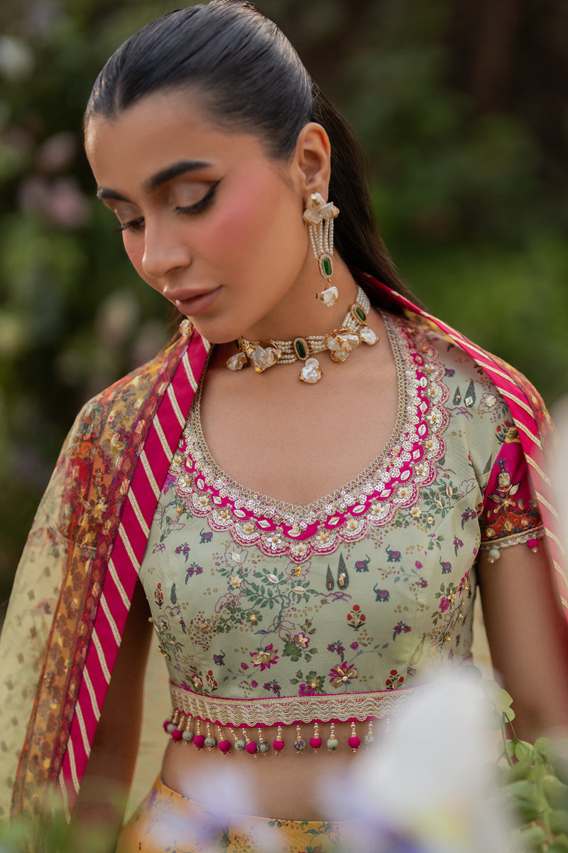 Qalamkar | Luxe Silk | UA-08 LUNA - Official Qalamkar stockist in UK - Sakeena London