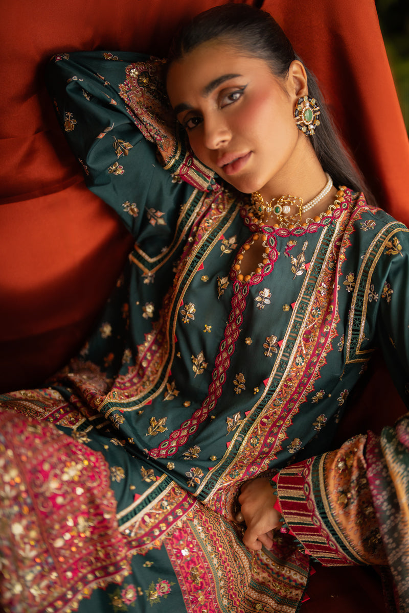 Qalamkar | Luxe Silk | UA-02 NINA - Official Qalamkar stockist in UK - Sakeena London