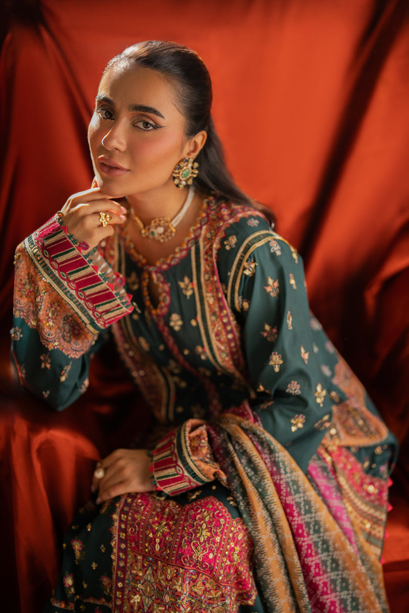 Qalamkar | Luxe Silk | UA-02 NINA - Official Qalamkar stockist in UK - Sakeena London