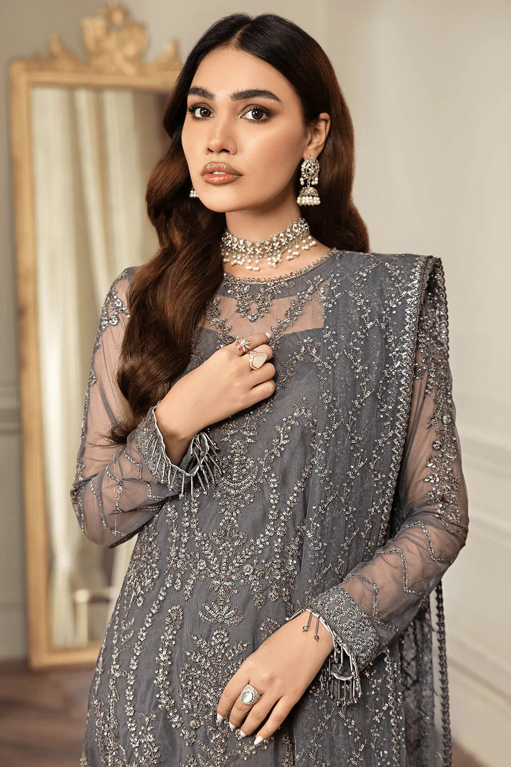 Zarif | Mehroz Formals | Storm Grey - Official Zarif stockist in UK - Sakeena London