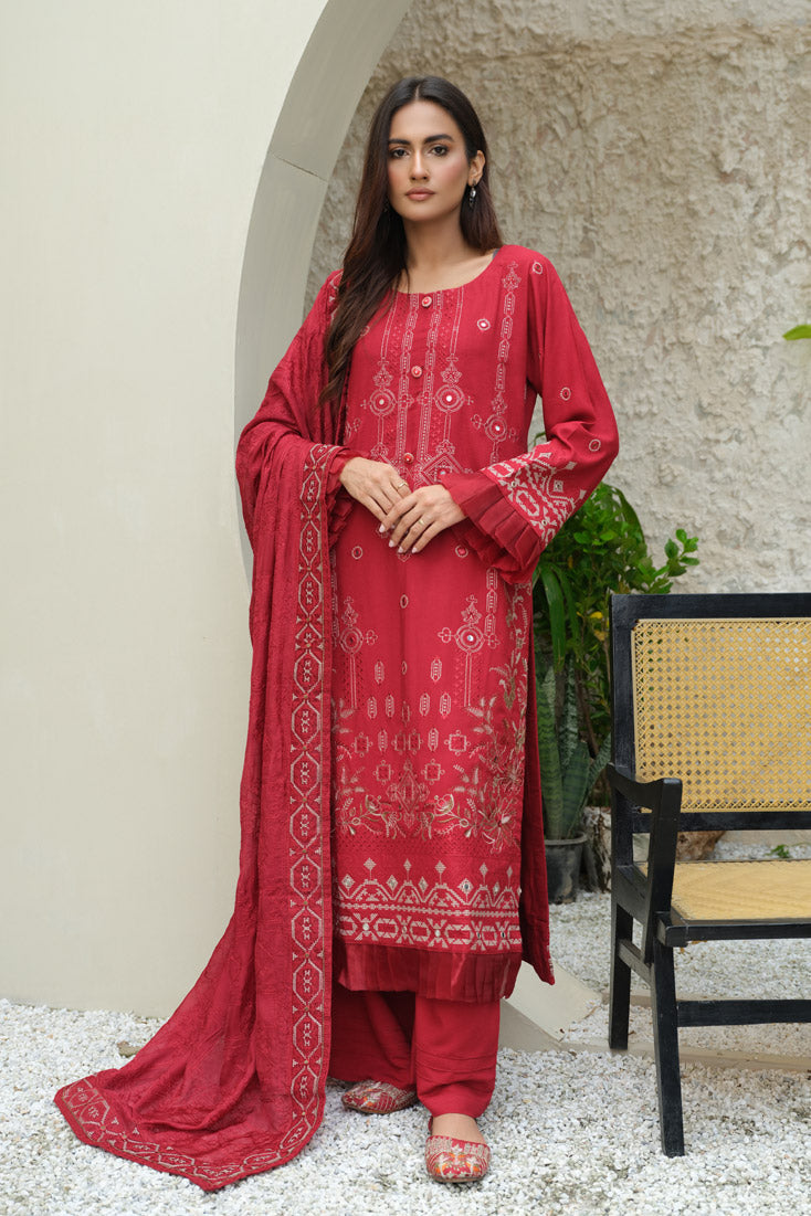 Marjjan | Aangan Embroidered Viscose | SKC-100 (RED) - Official Marjjan stockist in UK - Sakeena London