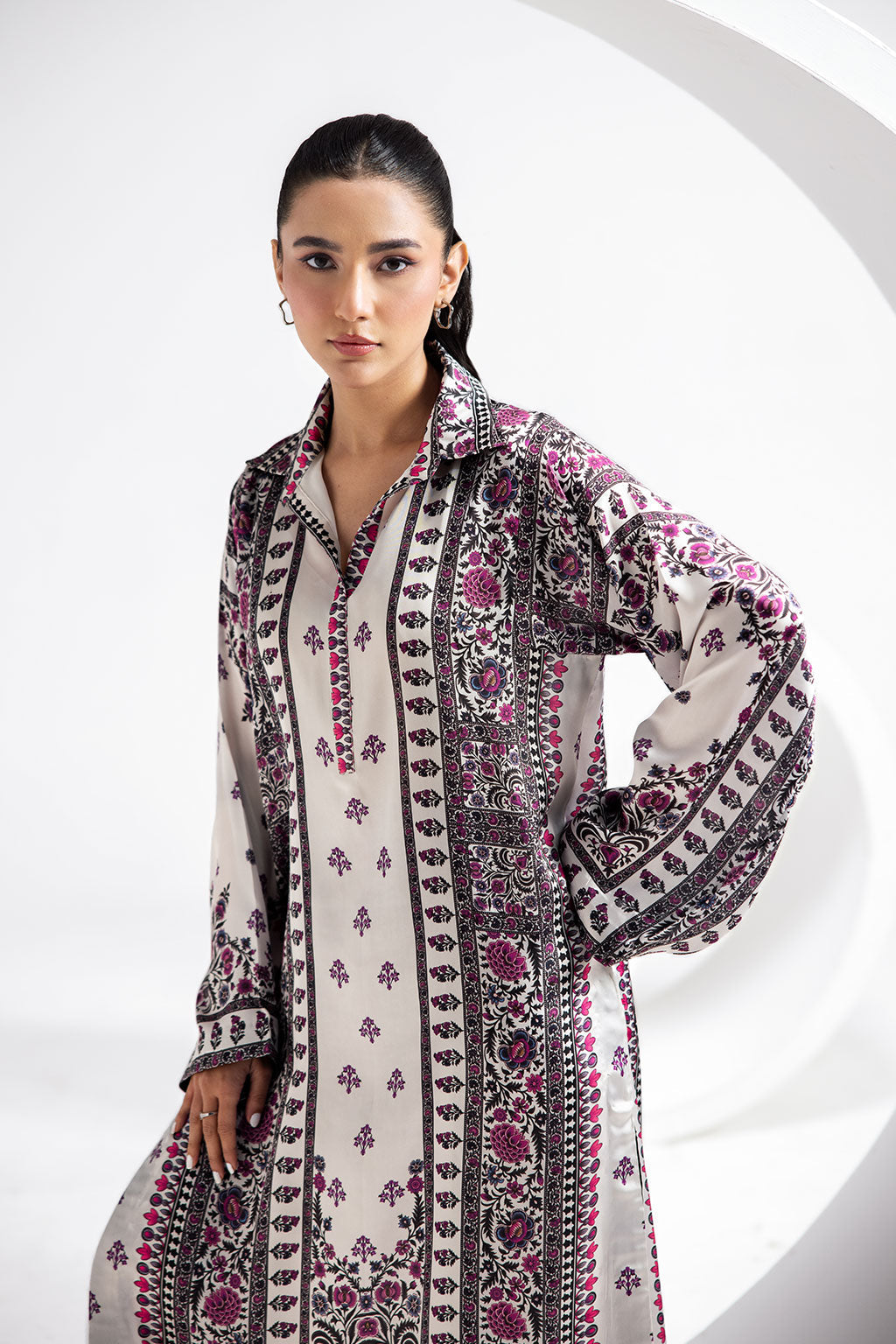 Afsanah | The Print Edit | GARDEN GLAM (extended shirt) AP-103 - Official Afsanah stockist in UK - Sakeena London