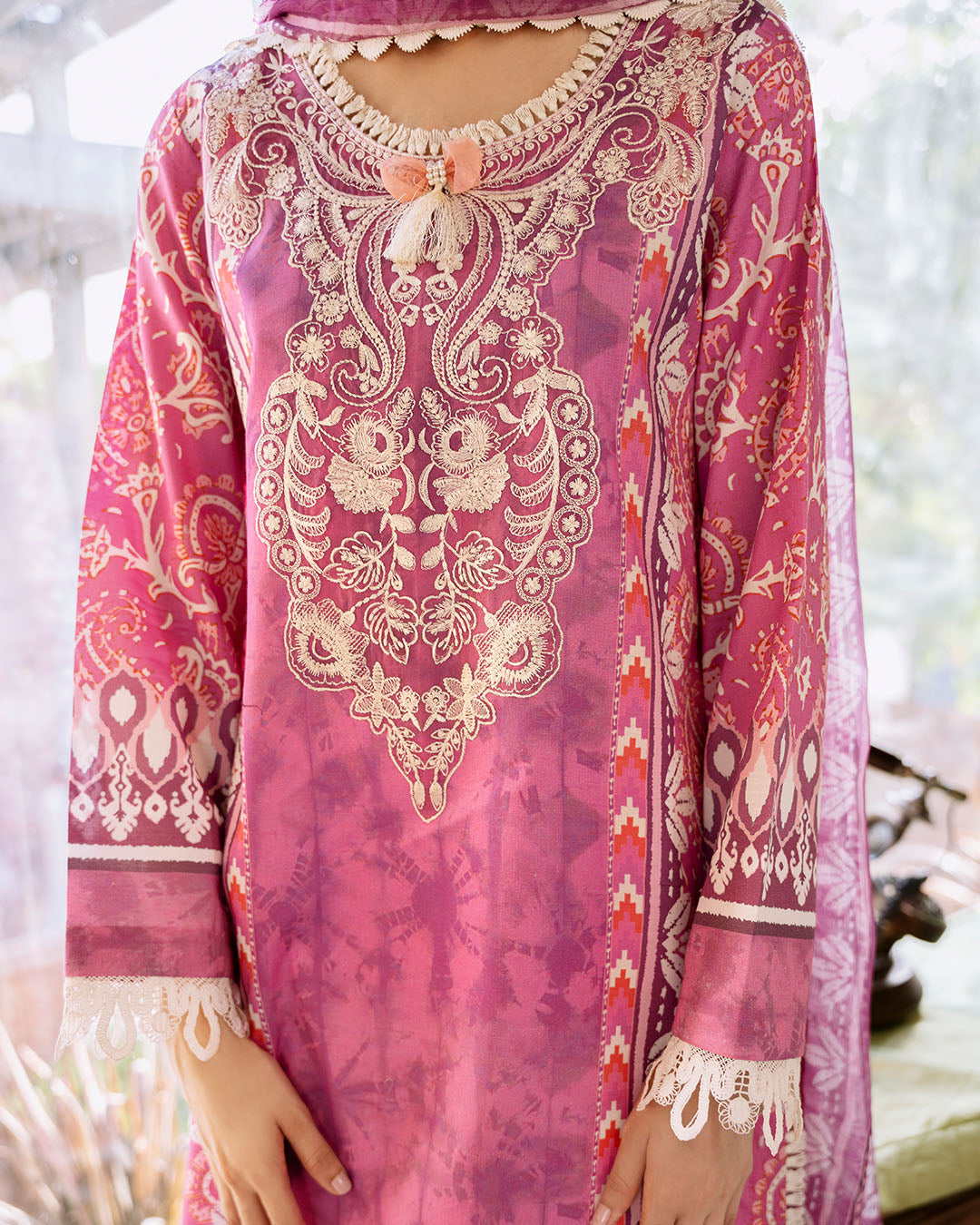 Roheenaz | Flora Printed Lawn | Amaranth - Official Roheenaz stockist in UK - Sakeena London