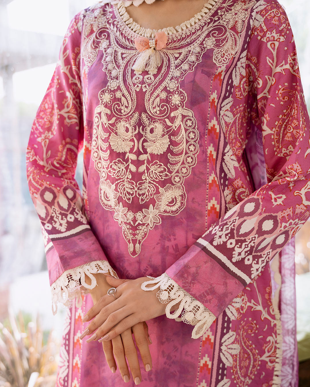 Roheenaz | Flora Printed Lawn | Amaranth - Official Roheenaz stockist in UK - Sakeena London