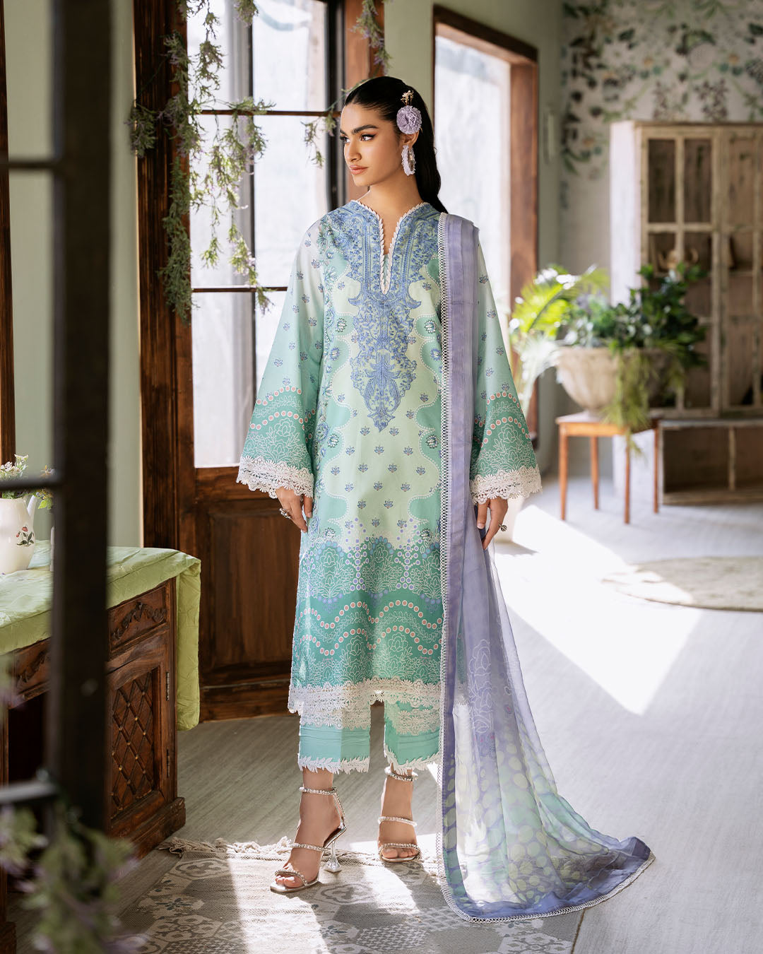 Roheenaz | Flora Printed Lawn | Elysium - Official Roheenaz stockist in UK - Sakeena London
